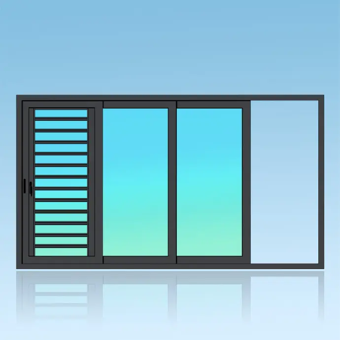 Coulissant applique 3 vantaux 3 rails + jalousie