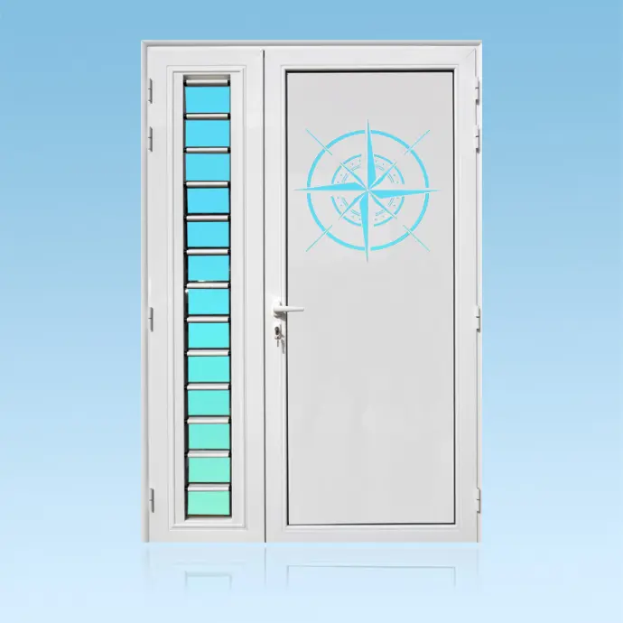 Porte décor 2 battants Rose des vents + jalousie