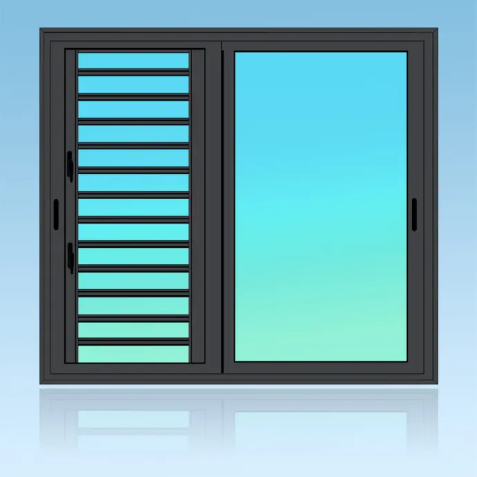 Coulissant porte 2 vantaux 2 rails + jalousie