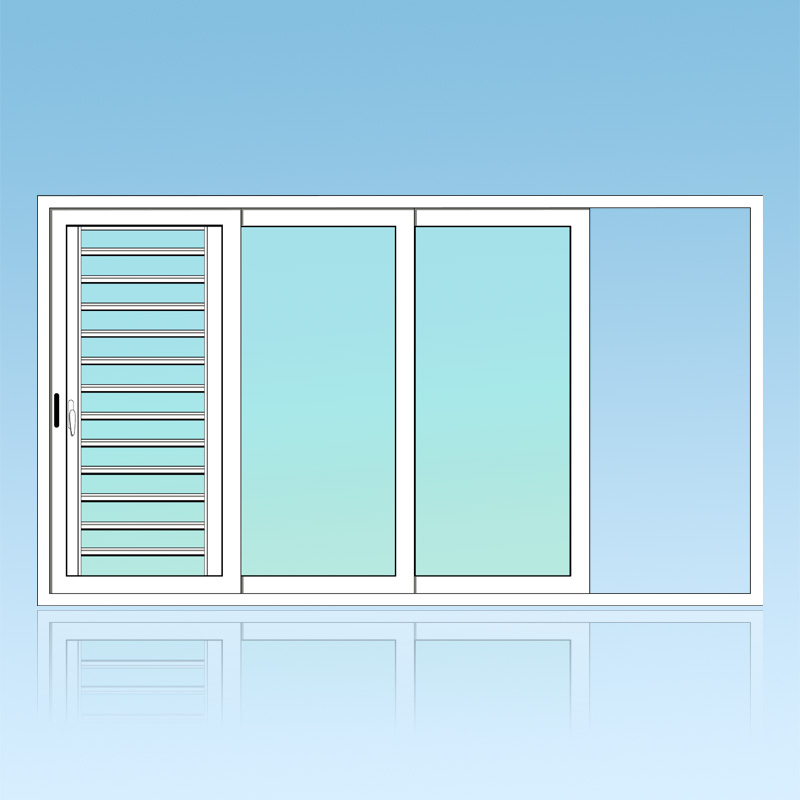 Coulissant applique 3 vantaux 3 rails + jalousie