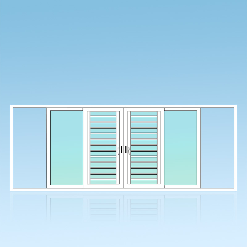 Coulissant porte en applique 4 vantaux 2 rail + jalousie