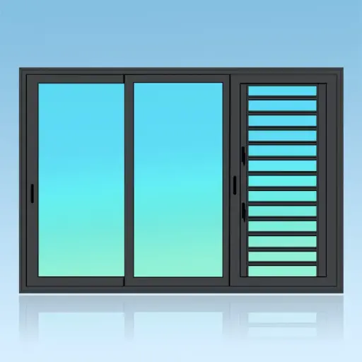 [CP33J] Coulissant porte 3 vantaux 3 rails + jalousie