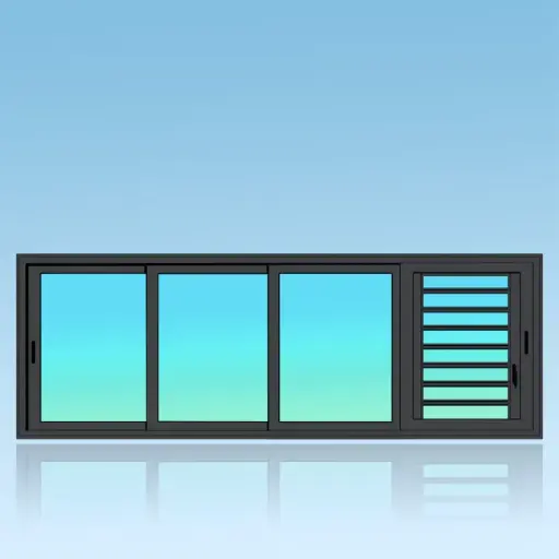 [CF44+J] Coulissant fenêtre 4 vantaux 4 rails + jalousie